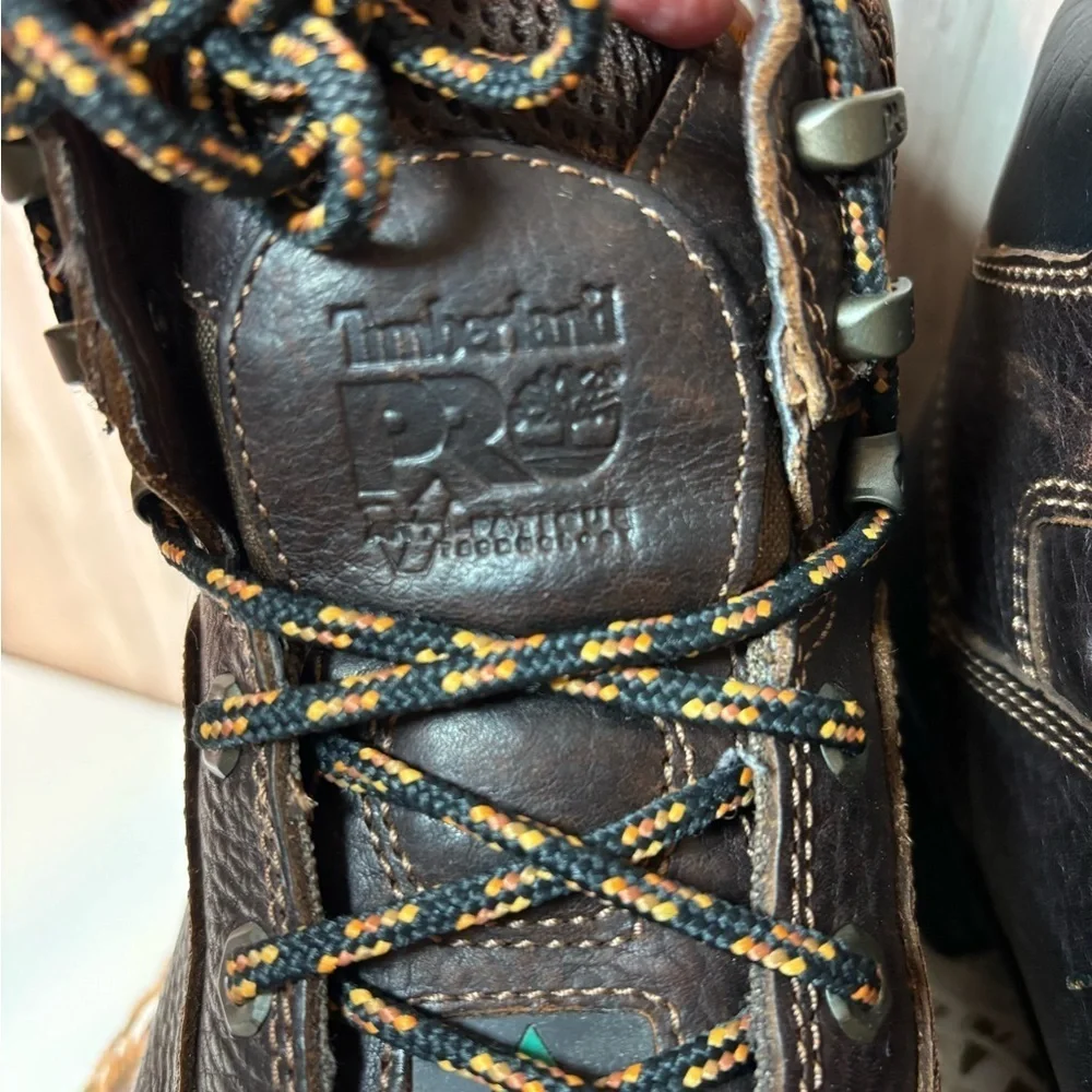 Timberland PRO Black Brown and Orange Work Boots Size 9W